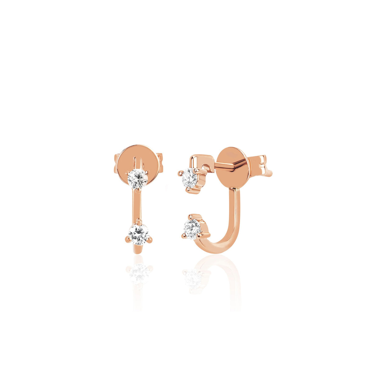 Double Prong Set Diamond Earring