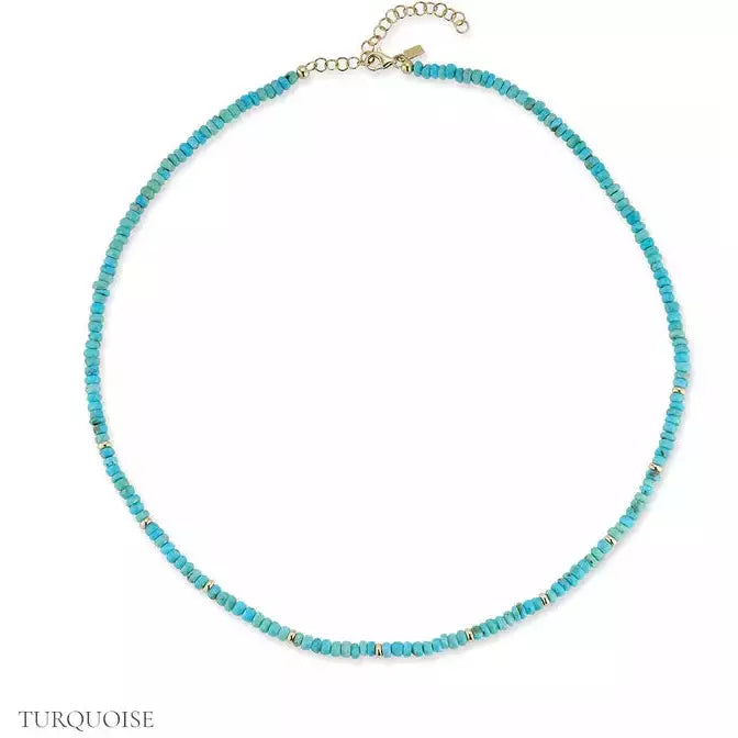 Birthstone Necklace With Gold Rondelles