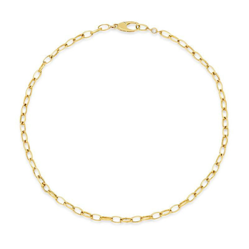 Small Edith Link Anklet With Diamond Bezel Accent