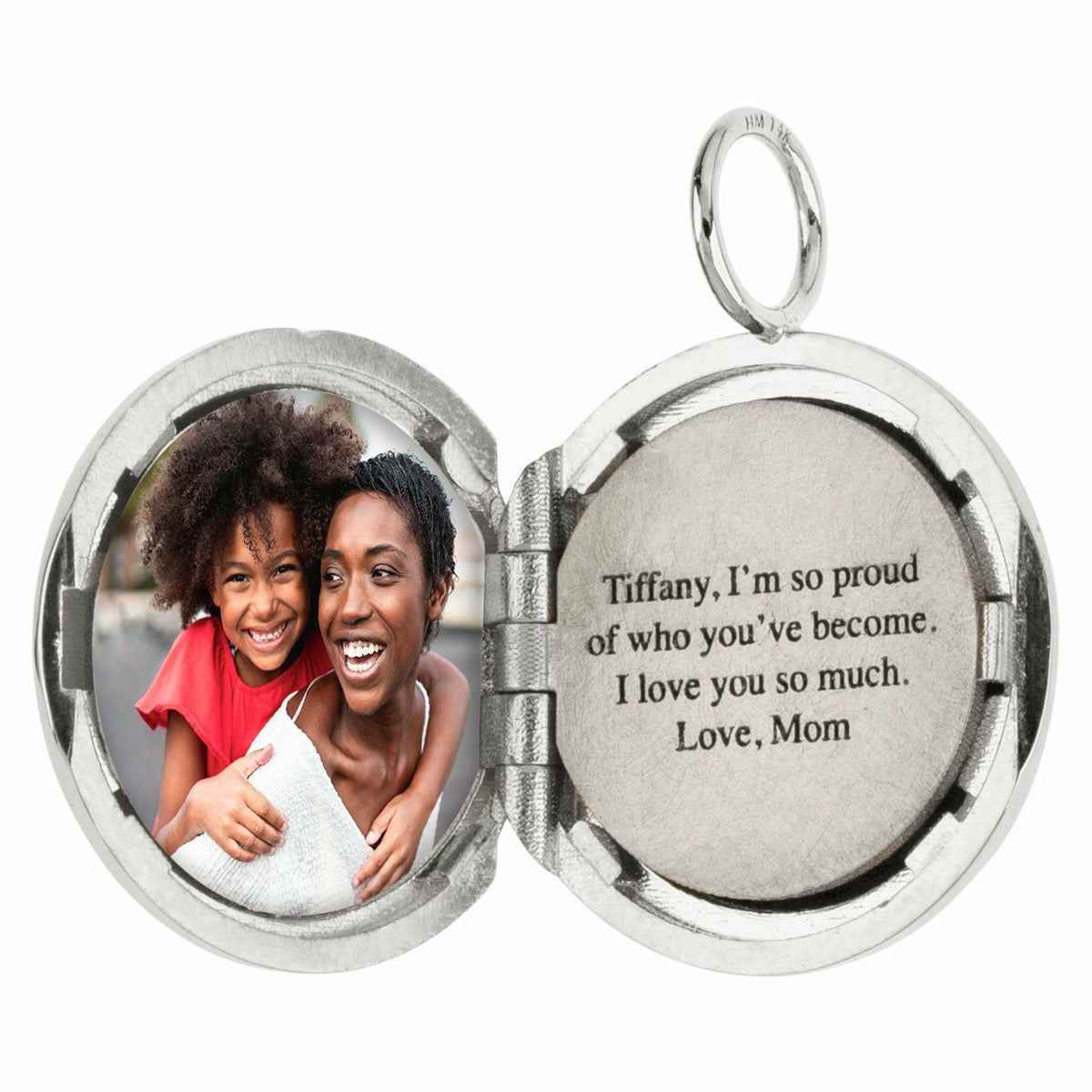 Silver Round Locket with Diamonds and a Personalized Page