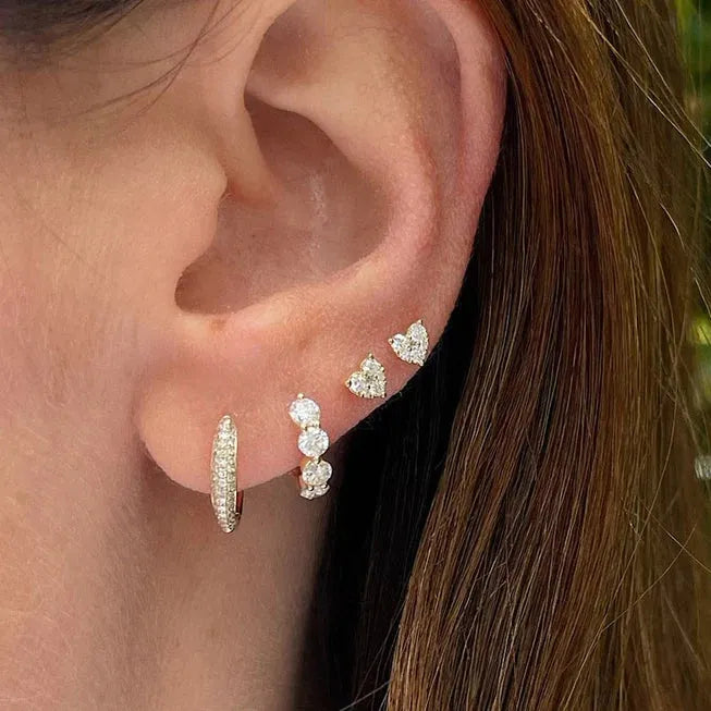 Full Cut Diamond Mini Heart Stud Earring