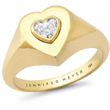 Heart Signet Ring with Heart Cut Diamond