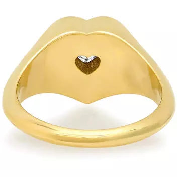 Heart Signet Ring with Heart Cut Diamond