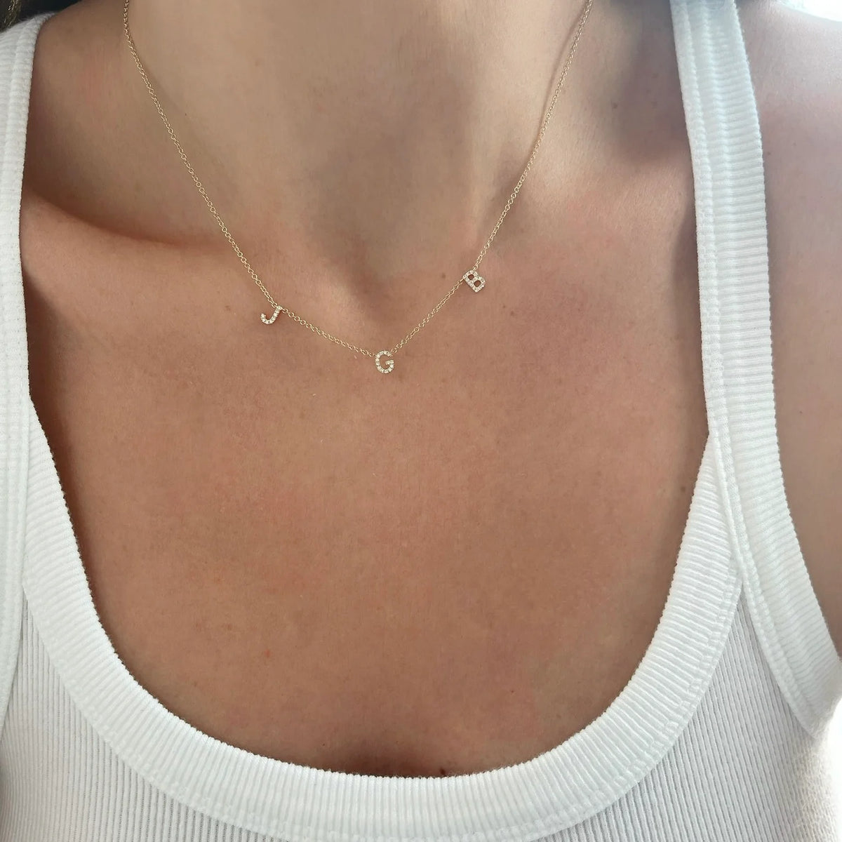 Diamond Triple Initial Necklace