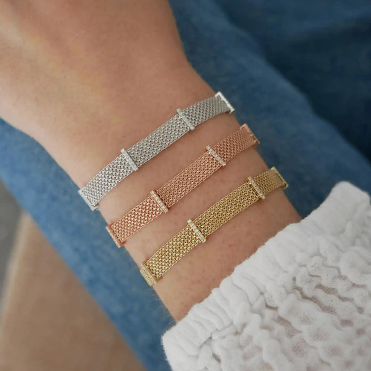 Diamond Bar Mesh Bracelet