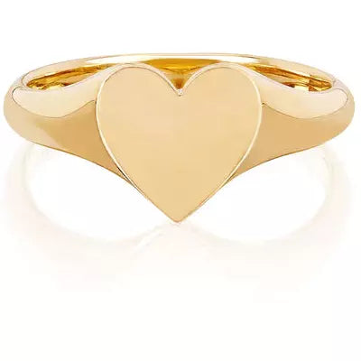 Gold Heart Signet Ring