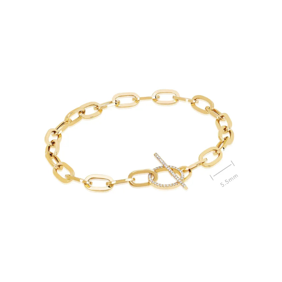 Jumbo Link Chain &amp; Diamond Toggle Bracelet