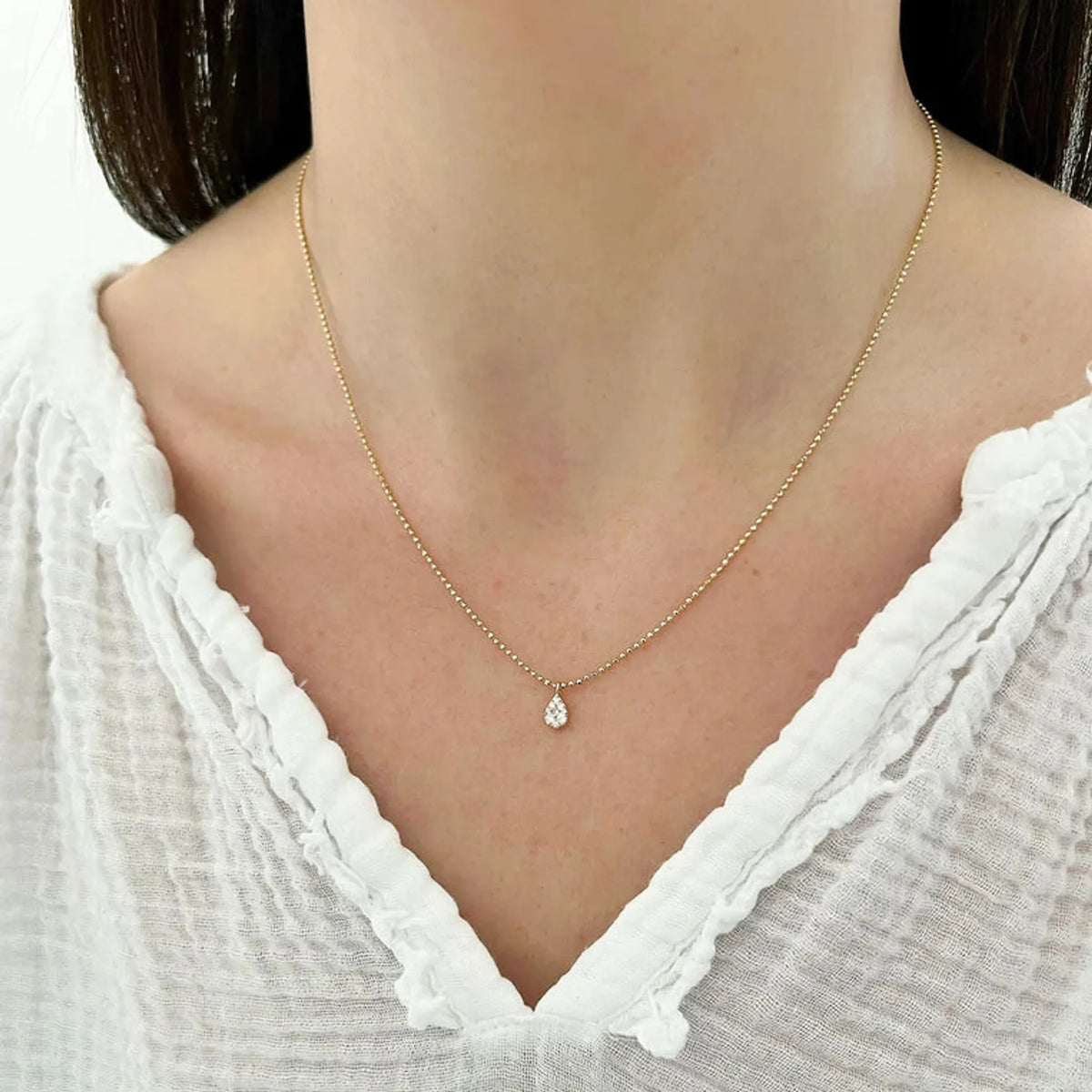 Full Cut Diamond Teardrop Necklace