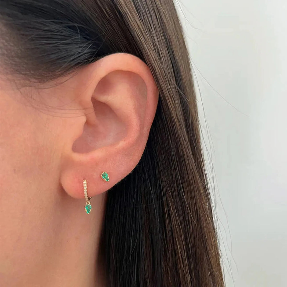 Full Cut Emerald Mini Teardrop Stud Earring