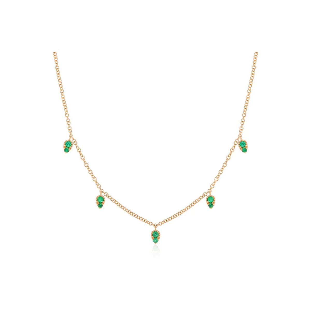 Emerald 5 Teardrop Choker Necklace