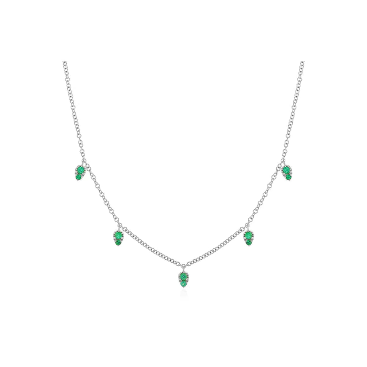 Emerald 5 Teardrop Choker Necklace