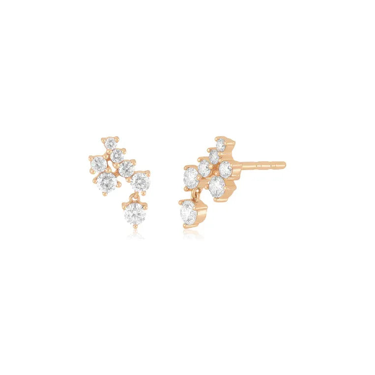 Diamond Cluster Dangle Stud Earring