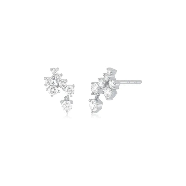 Diamond Cluster Dangle Stud Earring