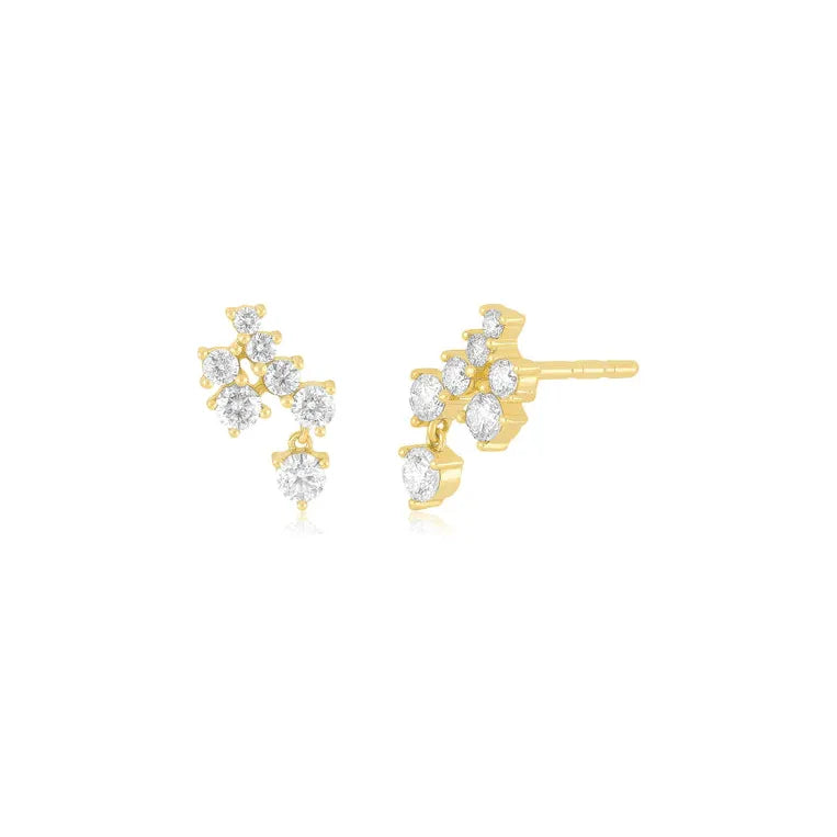 Diamond Cluster Dangle Stud Earring