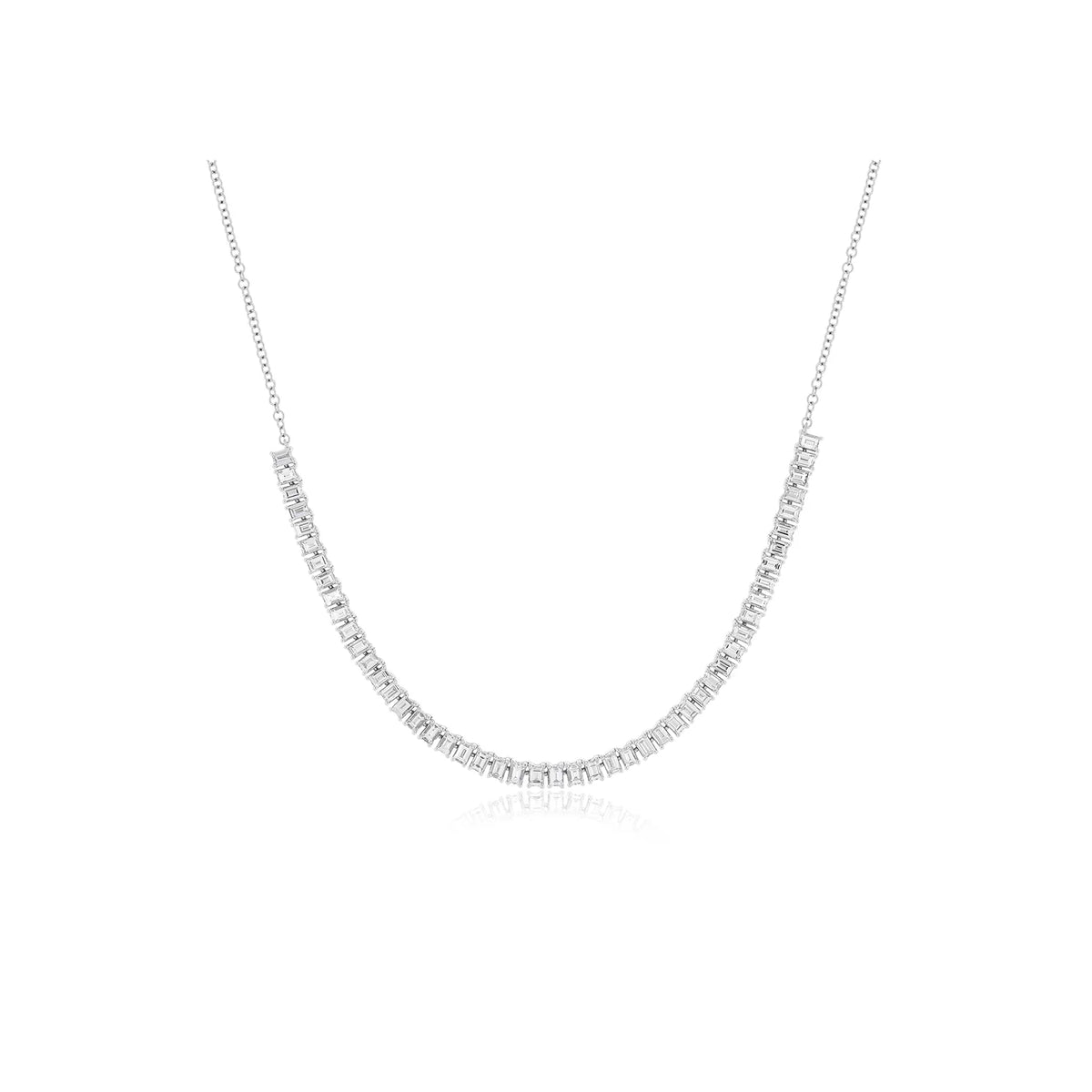 Prong Set Diamond Baguette Segment Necklace