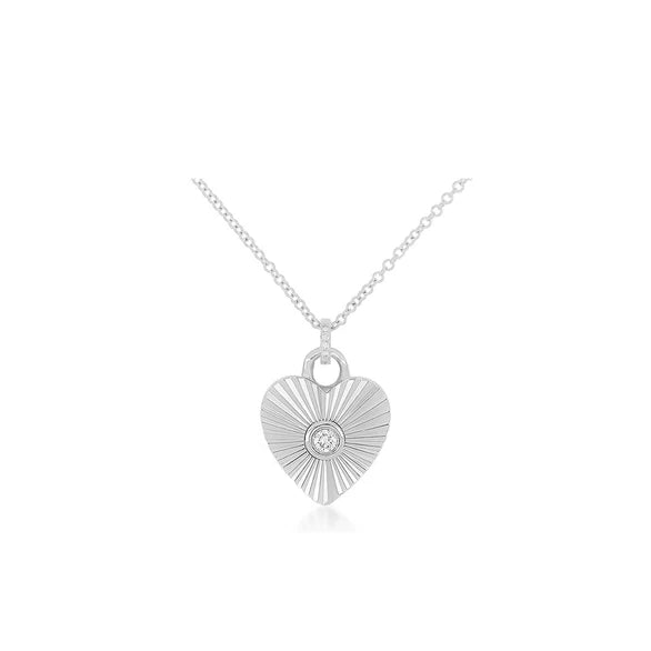 Gold &amp; Diamond Fluted Heart Necklace