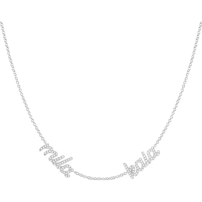 Double Diamond Script Name Necklace