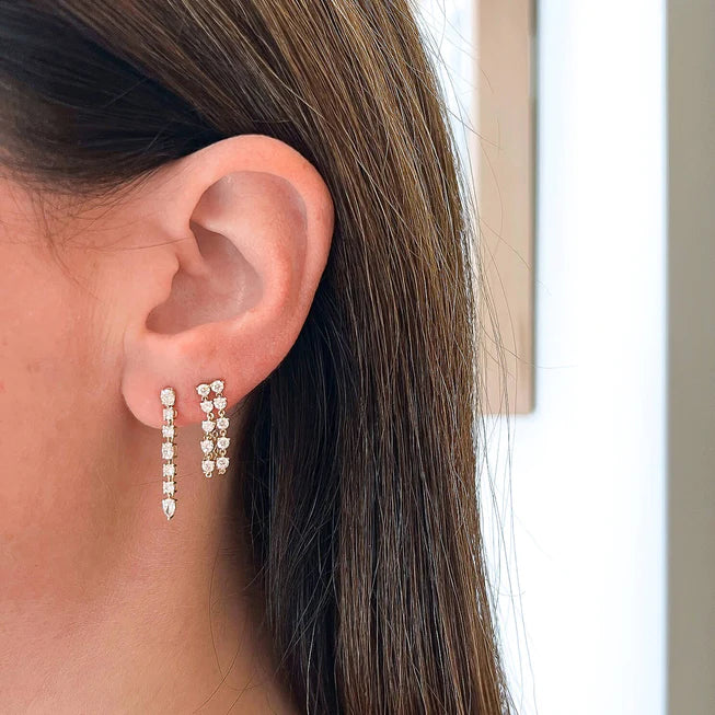 Double Multi Diamond Chain Stud Earring