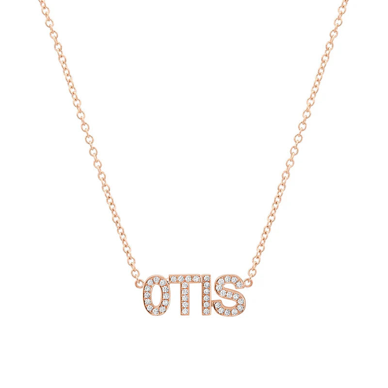 Custom Diamond Uppercase Word Necklace