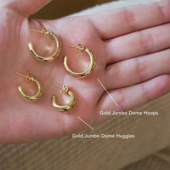 Gold Jumbo Dome Hoop Earrings