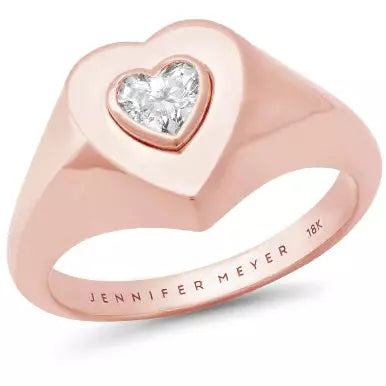 Heart Signet Ring with Heart Cut Diamond