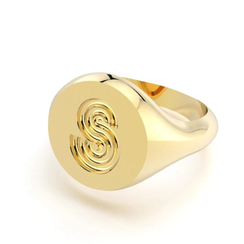 Engraved Initial Signet Ring