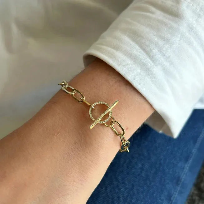 Jumbo Link Chain &amp; Diamond Toggle Bracelet