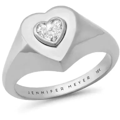 Heart Signet Ring with Heart Cut Diamond