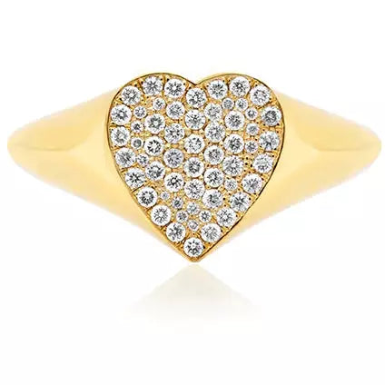 Diamond Heart Signet Ring