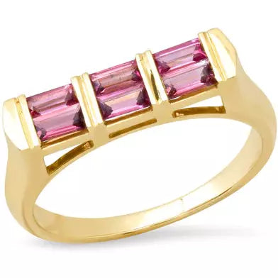 Double Baguette Stackable Tourmaline Ring