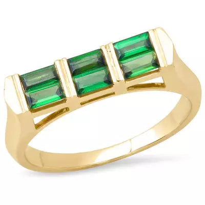 Double Baguette Stackable Tsavorite Ring