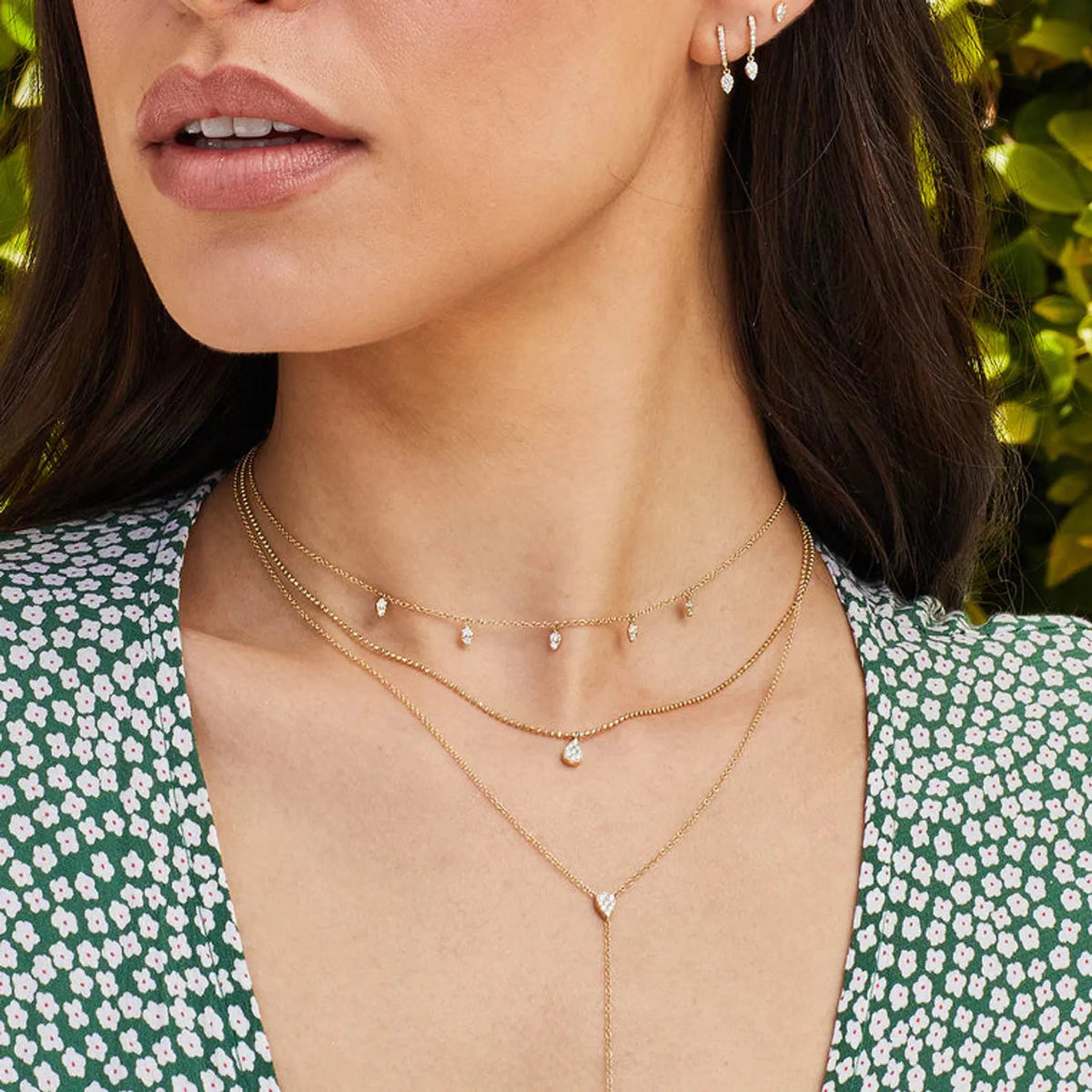 Full Cut Diamond Teardrop Necklace