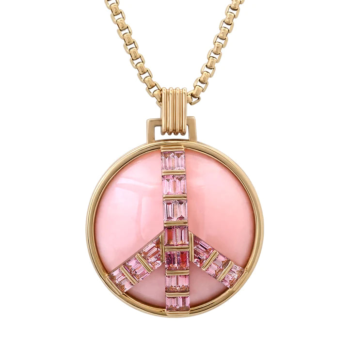 Grandsize Peace Necklace in Pink Opal and Pink Tourmaline