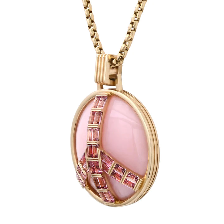 Grandsize Peace Necklace in Pink Opal and Pink Tourmaline