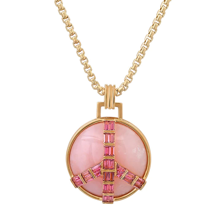 Midsize Peace Necklace in Pink Opal and Pink Tourmaline