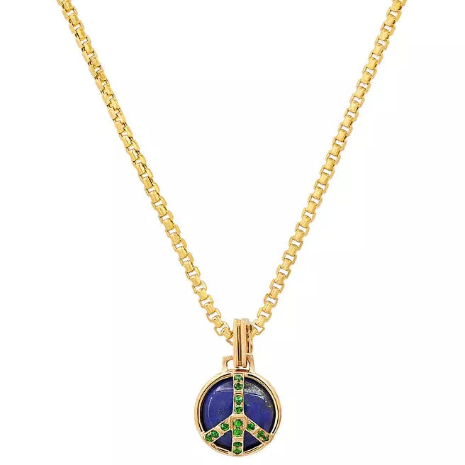 Mini Peace Necklace in Lapis and Tsavorite