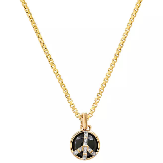 Mini Peace Necklace in Onyx and Diamond