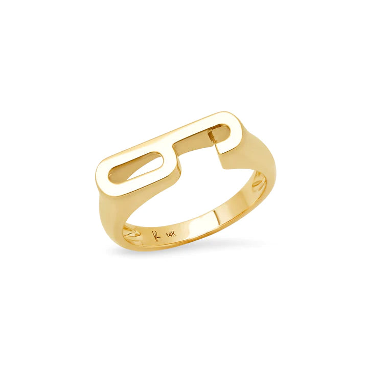 Classic Chunky Number Ring in Yellow Gold