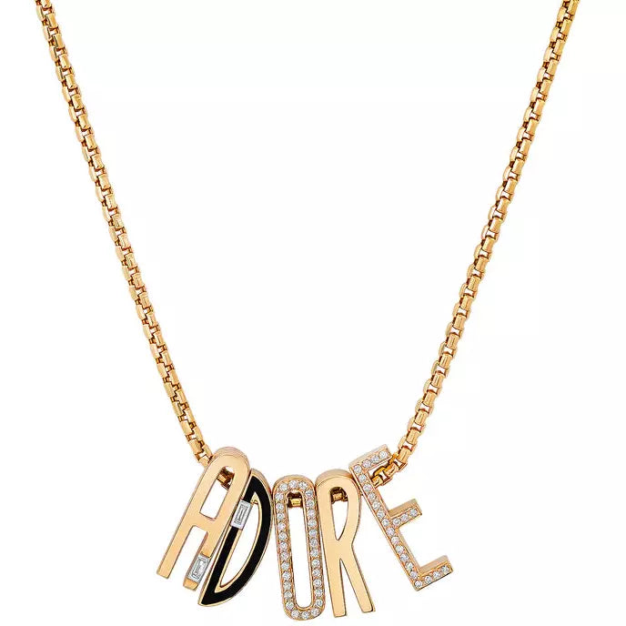 Slide-On Pave Chunky Initial Necklace