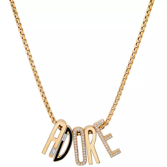 Slide-On Enamel Chunky Initial with Baguette