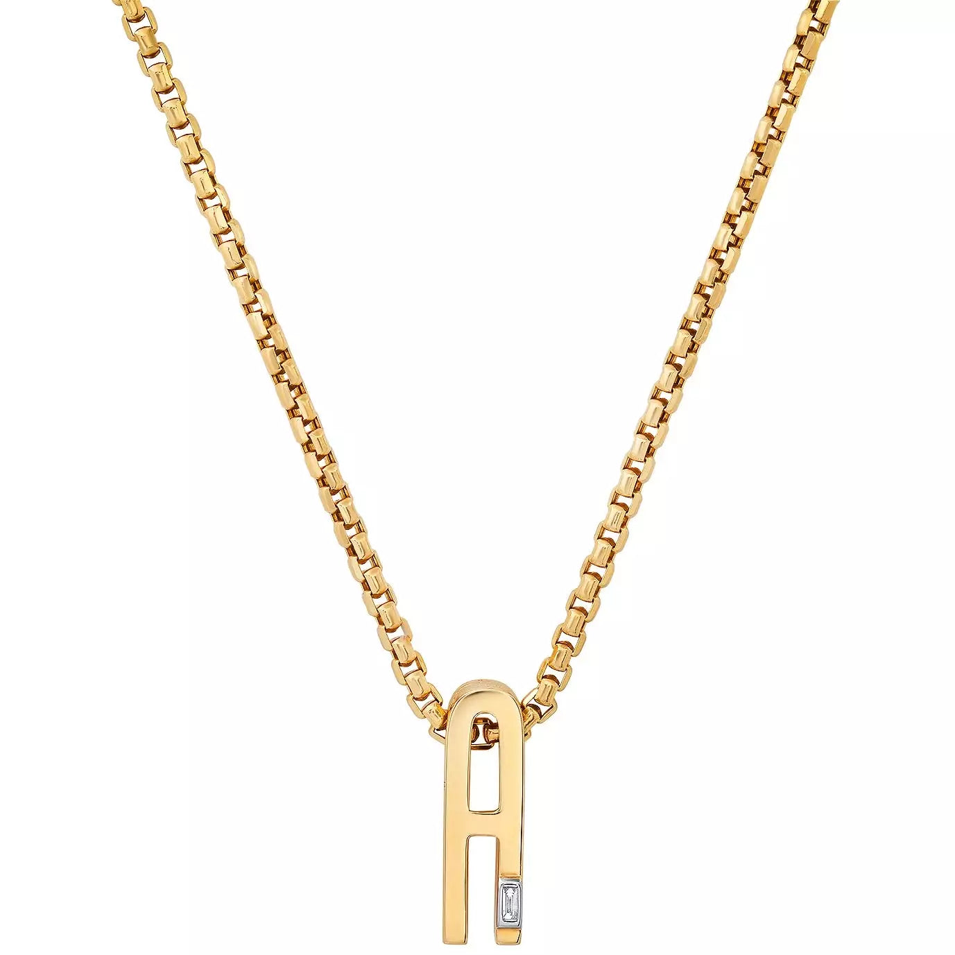 Slide-On Ribbed Initial with Baguette Necklace