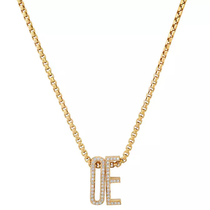 Slide-On Pave Chunky Initial Necklace