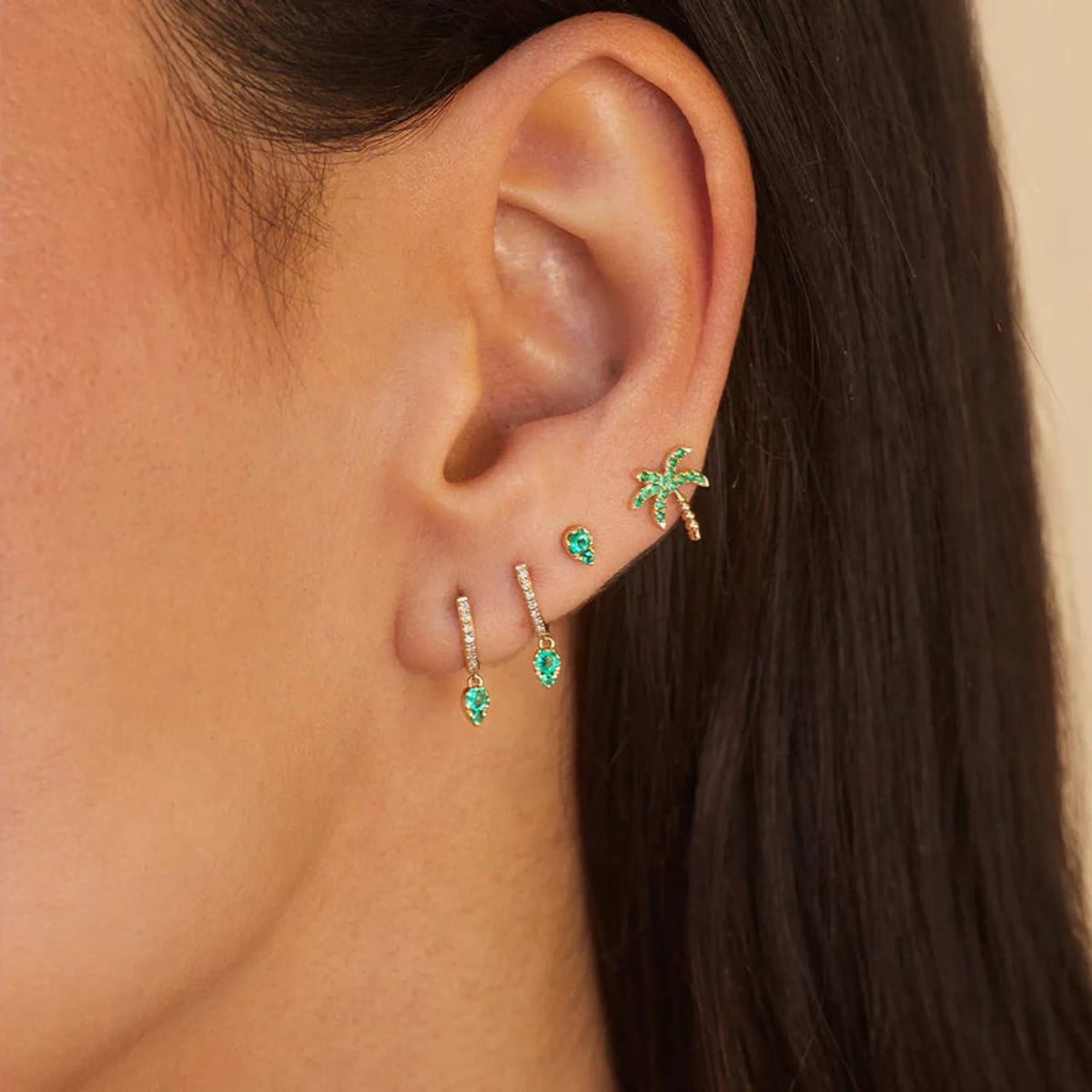 Full Cut Emerald Mini Teardrop Stud Earring