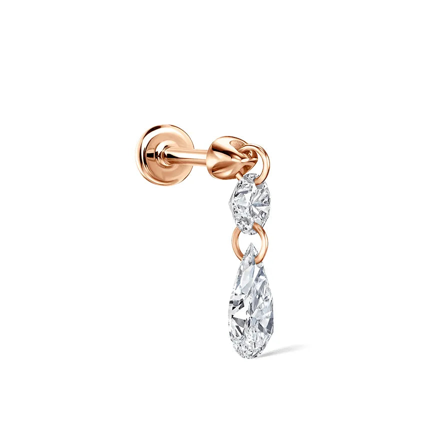 Floating Double Diamond Threaded Charm Earring