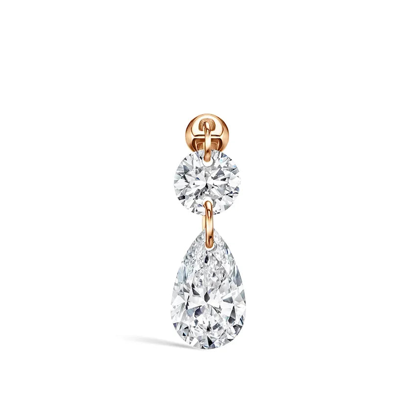 Floating Double Diamond Threaded Charm Earring