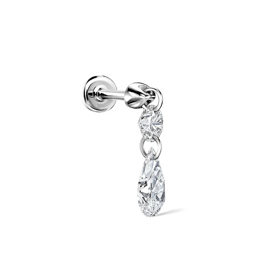 Floating Double Diamond Threaded Charm Earring