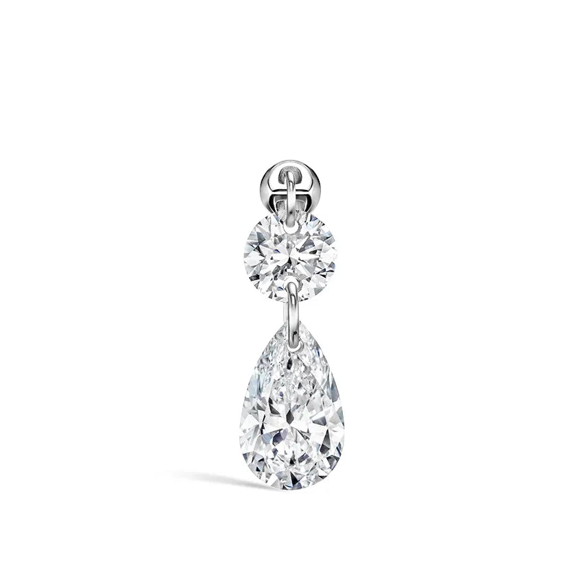 Floating Double Diamond Threaded Charm Earring