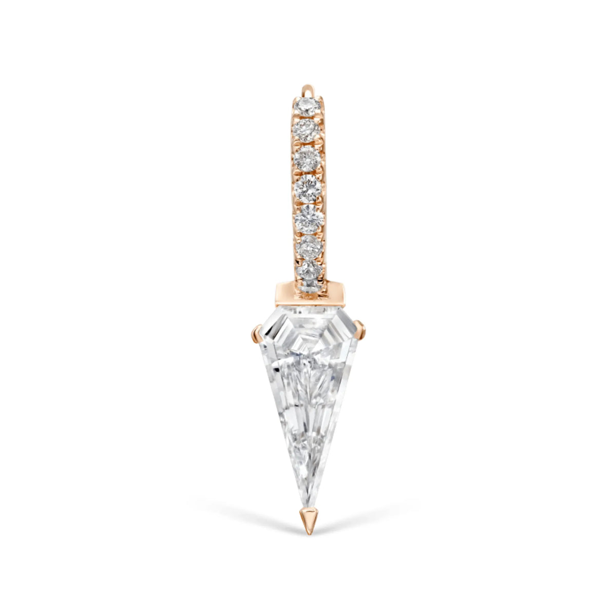 Silhouette Diamond Long Spike Eternity Hoop Earring