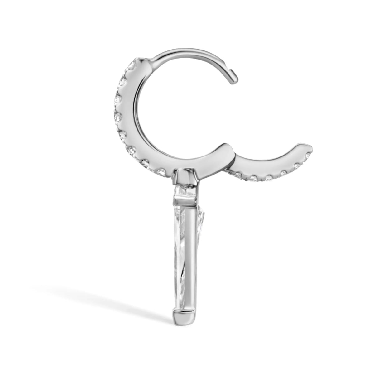 Silhouette Diamond Long Spike Eternity Hoop Earring