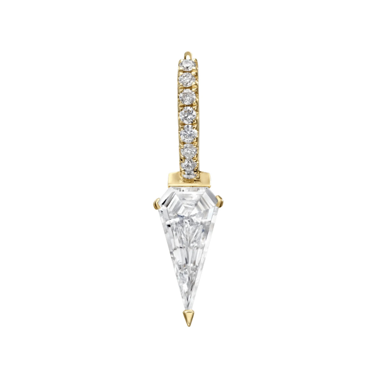 Silhouette Diamond Long Spike Eternity Hoop Earring